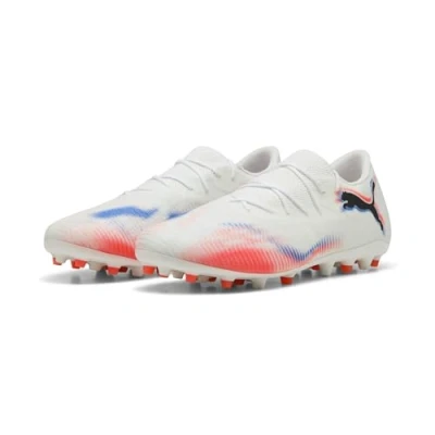 Image de PUMA FUTURE 8 MATCH MG Low Football Boots Unisex, Chaussures, Blanc/Noir/Glowing Rouge, 43