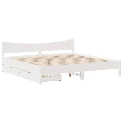 Afbeelding van vidaXL Bedframe met lades massief grenenhout wit 180x200 cm