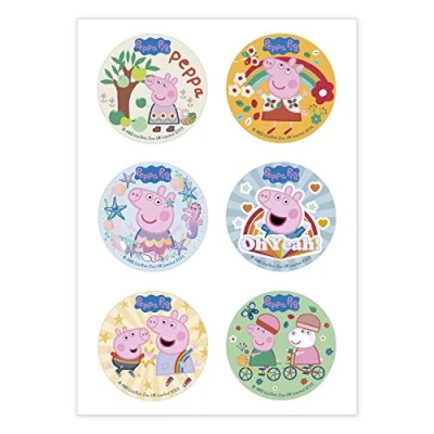 Afbeelding van Dekora Peppa Pig 6 stuks cupcake decoraties van wafelpapier 236033, 5,8 cm