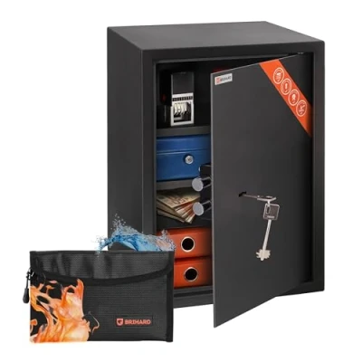 Afbeelding van Brihard Business XL kluis met hoogwaardig slot, 50 x 35 36 cm (h b d), titanium grijs