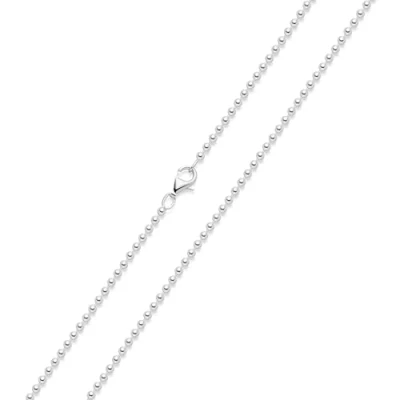 Afbeelding van Materia 925 zilveren kogelketting glanzend 2,7 mm dames halsketting 40 70 cm met doos #K10, Sterling Zilver