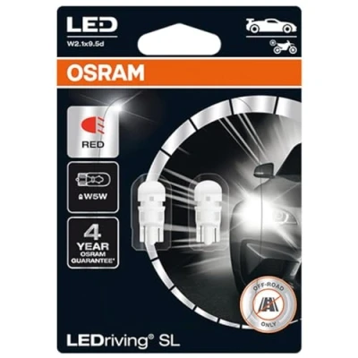 Image de OSRAM LEDriving® SL, ≜ W5W, Rouge, lampes de signalisation à LED, Off road uniquement, pas d&#039;homologation ECE, Double Blister