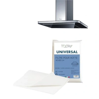 Afbeelding van Today Universeel filter voor afzuigkap 40 x 80 cm Op maat te snijden, damp, geur en rook absorberend Zelfdovend, Made in Italy