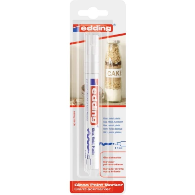 Afbeelding van Viltstift edding 750 lakmarker rond 2 4mm wit blister à 1 stuk