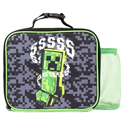 Afbeelding van Minecraft Lunchtas voor kinderen Creeper lunchbox videogames netzakje Draaggreep met klem geschenken Officiële goederen