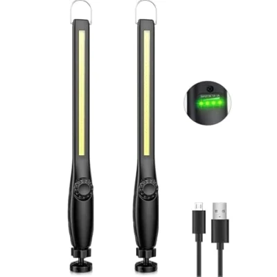 Afbeelding van highsam led handlamp, mechanische werklamp, oplaadbaar, COB lamp, werkplaatslamp, dimbaar, zaklamp voor auto, garage, camping (2 stuks)