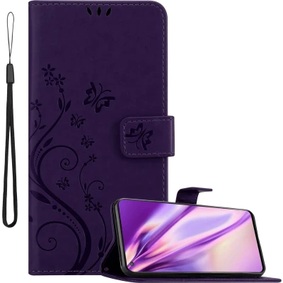 Afbeelding van Cadorabo Hoesje geschikt voor OnePlus Nord CE 5G in BLOEMEN DONKER PAARS Beschermhoes bloemmotief met magnetische sluiting, standfunctie en kaartsleuven Book Case Cover Etui