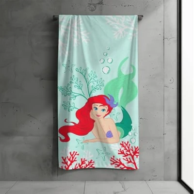 Afbeelding van MTOnlinehandel Badhanddoek voor kinderen, 70 x 140 cm, 100% katoen, zacht, absorberend, strandlaken jongens en meisjes, Arielle