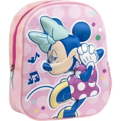 Afbeelding van Originele Disney Minnie Mouse roze kinderrugzak met stippen en groene strik Lichtgewicht duurzame kleuterrugzak voor meisjes