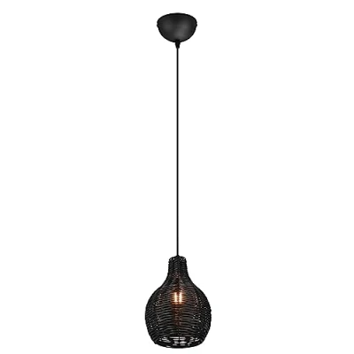 Afbeelding van Reality LED Hanglamp Hangverlichting E14 Fitting 1 lichts Rond Zwart Hout