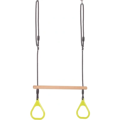 Afbeelding van Houten ringtrapeze met kunststof ringen Lime
