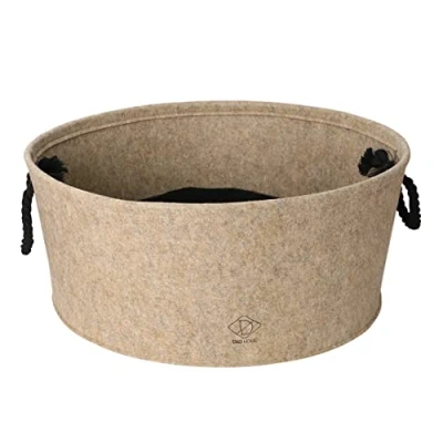 Afbeelding van D&amp;d Home Dierenkussen Hond Kattenmand Felt Vat L 44x44x19cm Beige 1st