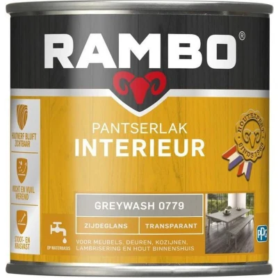 Afbeelding van Rambo Interieur Lak Transparant Zijdeglans Greywash 0779 0,75 liter