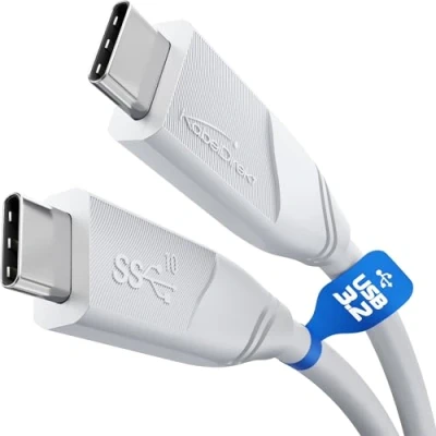 Afbeelding van KabelDirekt USB C kabel, 3.2 Gen 2 1 m (USB naar C, data/oplaadkabel, tot 10 Gbps en 100 W laadstroom met Power Delivery/PD 3, geïntegreerde chip, wit)