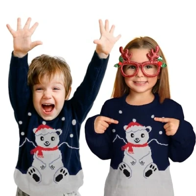 Afbeelding van United Labels Kersttrui voor kinderen, ijsbeer, gebreide wintertrui, blauw, Blauw