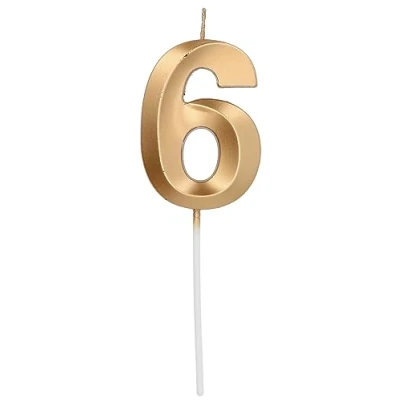 Afbeelding van Folat Kaars cijfer 6 glamour goud metallic 7 cm