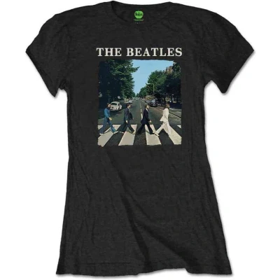 Afbeelding van The Beatles Abbey Road &amp; Logo Heren T shirt S Zwart
