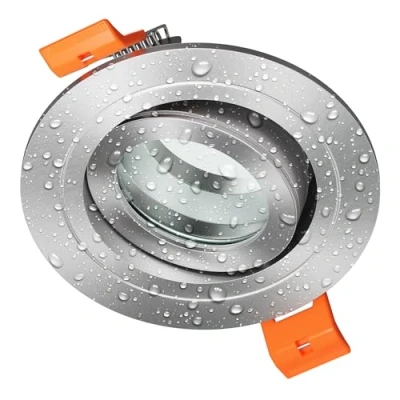 Afbeelding van ledscom.de ERID Inbouwframe voor badkamer en plafond, vochtige ruimte, badkamer, IP44, rond, draaibaar, aluminium mat, houder, terras, vervangbaar,