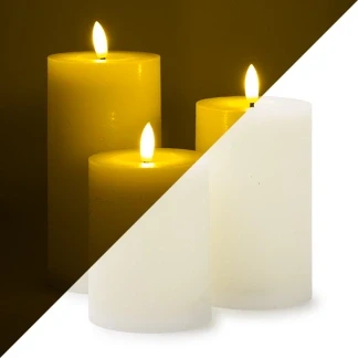 Afbeelding van LED kaars Lumineo 3 stuks (Bewegende vlam, Oplaadbaar, Crème)