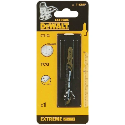 Afbeelding van DEWALT DT2102 QZ decoupeerzaagblad HM korrel voor keramiek klasse 1, fiberglas en kunststof tot 10mm, lengte 76mm T130RIFF