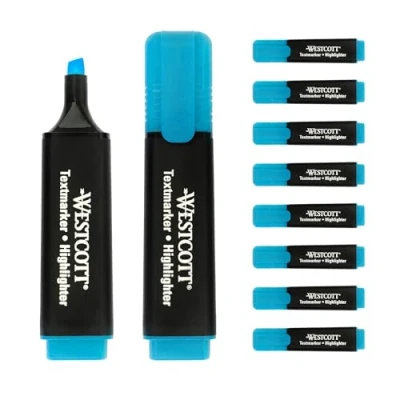 Afbeelding van Westcott E 743631 00 10 blauwe markeerstiften markeerstift lichtblauw lijndikte 2 5 mm Hoogwaardige inkt uit Duitsland