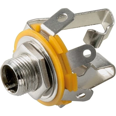 Afbeelding van 6,35mm Jack (v) inbouw connector metaal 3 soldeerpunten / stereo