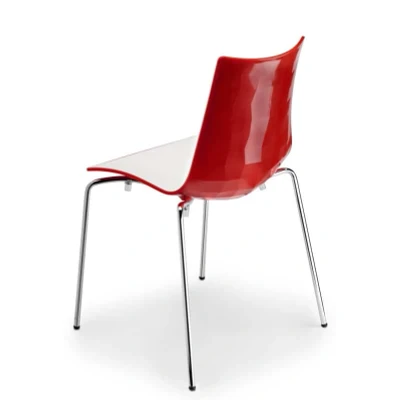 Afbeelding van Kantinestoelen Design Luisa Battaglia Rode kuip Chroom frame