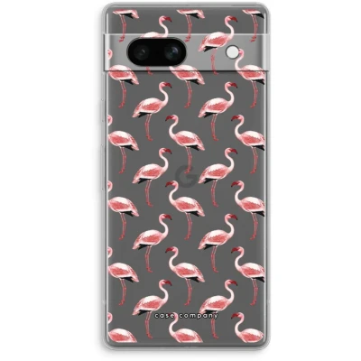 Afbeelding van Case Company® hoesje geschikt voor Google Pixel 7A Flamingo Soft Cover Telefoonhoesje Bescherming aan alle Kanten en Schermrand