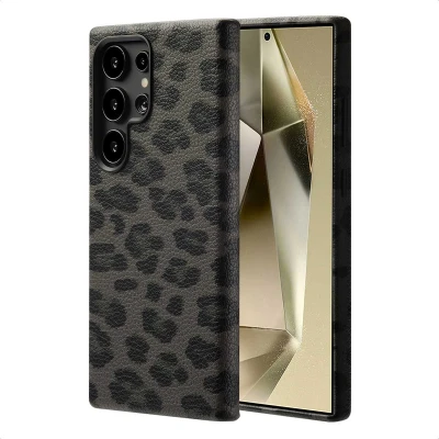 Afbeelding van Selencia Hoesje geschikt voor Samsung Galaxy S24 Ultra Sabi Backcover panterprint MagSafe Midnight Black