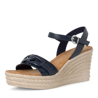 Afbeelding van Marco Tozzi Sandalen met hoge hak, Dames, Maat: 41, Navy Leer