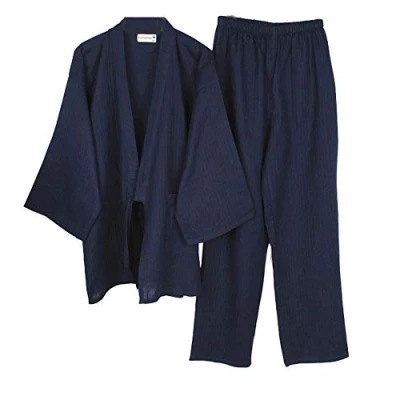 Afbeelding van Jinbei Yukata Japanse kimono voor heren, kimono, kamerjas, pyjama, Blue01
