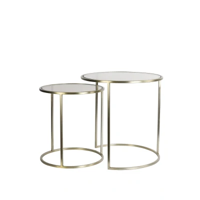 Afbeelding van Light &amp; Living Bijzettafel DUARTE Ø50x52cm Goud Set van 2