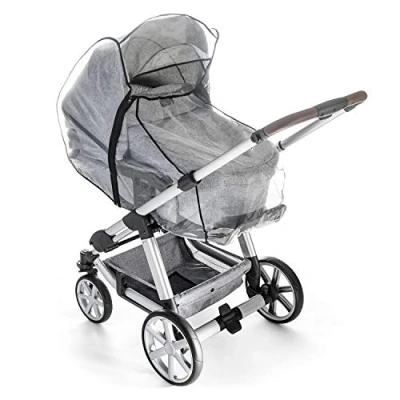 Afbeelding van Reer Regenhoes Deluxe Universeel Raincover Zwart met Rits Combi Kinderwagen Ritssluiting Luxe Babywagen &amp; Buggy 1 Stuks Hoge Kwaliteit Editie