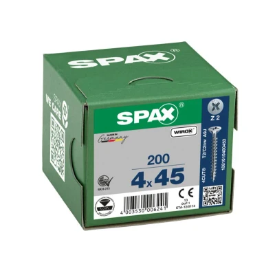 Afbeelding van Spax Spaanplaatschroef platverzonken kop verzinkt pozidriv 4.0x45mm (per 200 stuks)