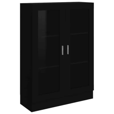 Image de vidaXL Armoire à vitrine Noir 82,5x30,5x115 cm Bois d&#039;ingénierie802751