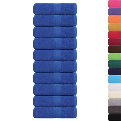 Afbeelding van vidaXL Gastendoekjes 10 st 30x50 cm 360 g/m² 100% katoen blauw