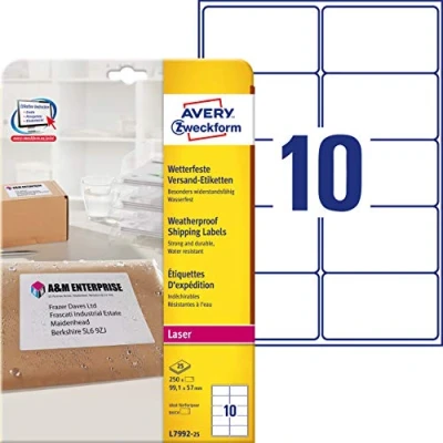 Afbeelding van Etiket Avery 99 1x57mm 25 vel 10 etiketten per wit