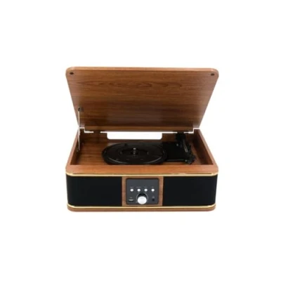 Afbeelding van Halterrego Boston AV Platenspeler met geïntegreerde luidspreker, 3 snelheden, Bluetooth in/uit, RCA Out, Aux in, USB, adapter inbegrepen, hout