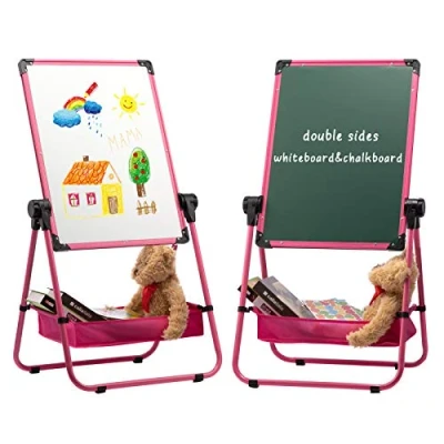 Afbeelding van DOEWORKS 61 x 45 cm magnetisch whiteboard met kinderbord, en permanent dubbel whiteboard, roze
