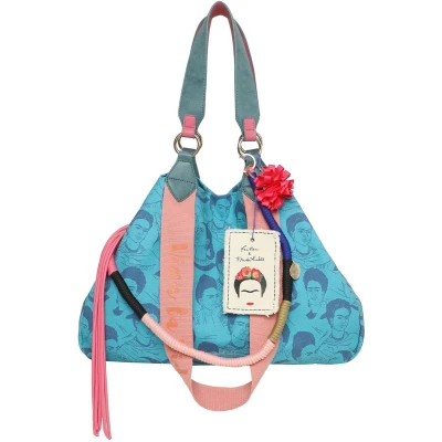 Afbeelding van Fritzi aus Preußen Schoudertas Izzy Medium Limited Canvas Shopper Frida Heads Petrol