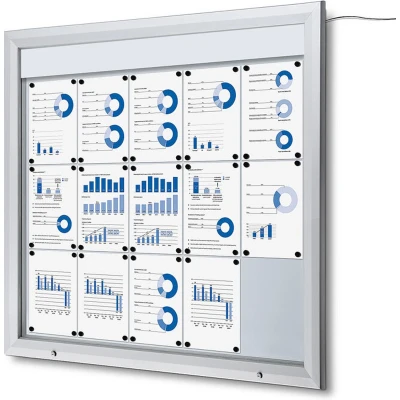 Afbeelding van Vergrendelbaar Notitiebord Outdoor Verlicht Logo met Gasveer 15x A4 Syna SCT15XA4PHLED Horeca &amp; Professioneel