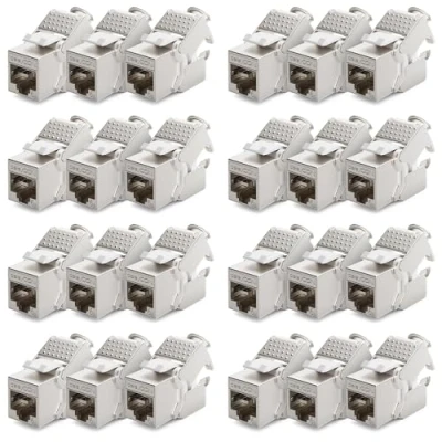 Afbeelding van deleyCON 24x Keystone Module CAT 6a Jack Volledig Afgeschermd STP RJ45 Bus Gereedschapsvrij Dankzij Snap In Montage Ruwe Kabel 500Mhz 10GBit/s