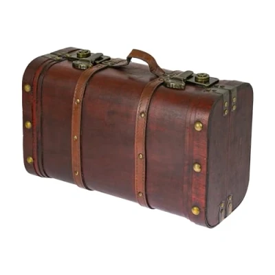 Afbeelding van HMF Vintage houten schatkist 6412 140, 40 x 23,5 16,5 cm, groot, Peru