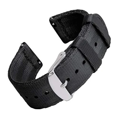 Afbeelding van Archer Watch Straps Veiligheidsriem, gemakkelijk verwisselbare nylon reservebandjes voor dames en heren Verschillende kleuren, 18 mm, 20 22 zwart., Riem