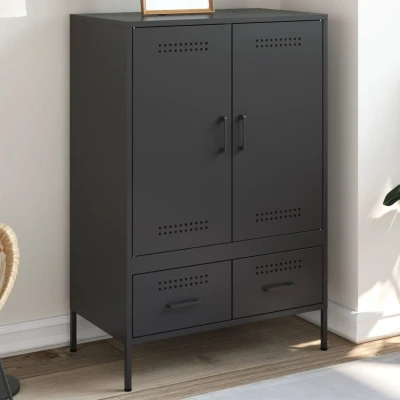 Afbeelding van Hoge kast 68x39x101,5 cm koudgewalst staal zwart