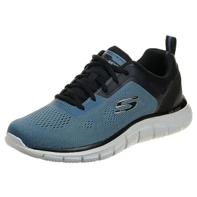 Afbeelding van Skechers Baskets Track Broader pour homme, Maille bleue en polyuréthane avec bordure noire, 48.5 EU