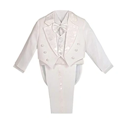 Afbeelding van Lito Angels Smoking kostuum voor bruiloft, doop, ceremonie, kinderen, jongens, 5 delige set (blazer, overhemd, riem, vlinderdas en broek), wit/zwart/koningsblauw