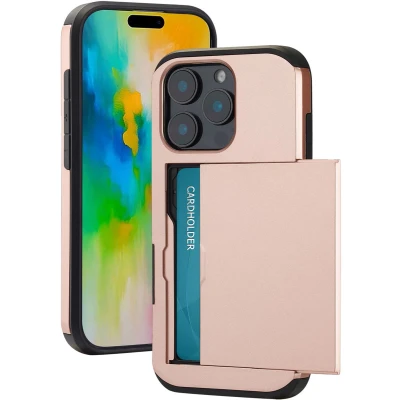 Afbeelding van imoshion Hoesje Geschikt voor iPhone 16 Pro Ruimte 2 pasjes Backcover met pasjeshouder Rosé Goud