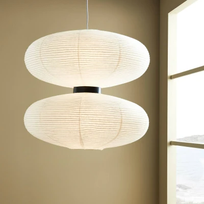 Afbeelding van Mite hanglamp met witte papieren kap