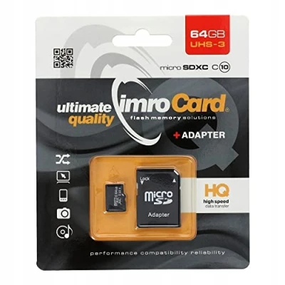 Afbeelding van Imro Micro SD Kaart 64 GB Geheugenkaart Met Adapter 100MB/s Zwart